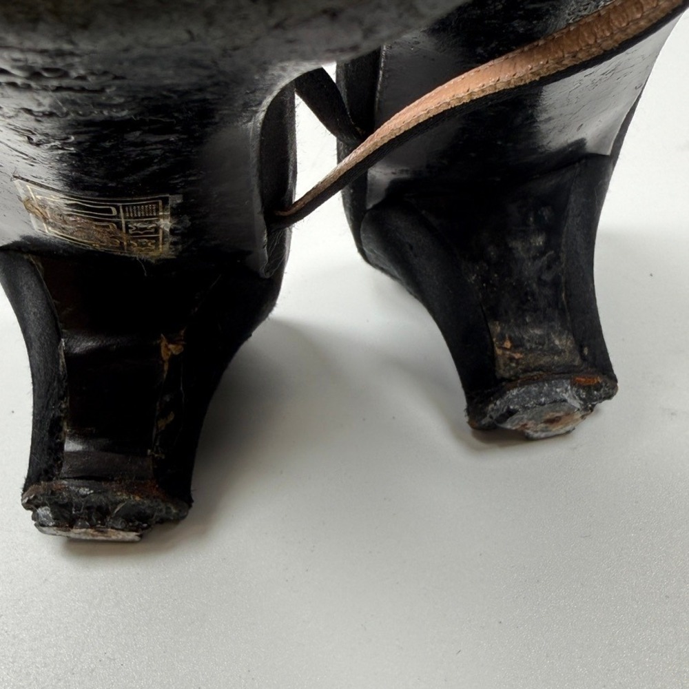 Prada Womens 39.5 Black Satin Strappy Kitten Heel Sandals Mules Y2K Italy - Picture 15 of 16